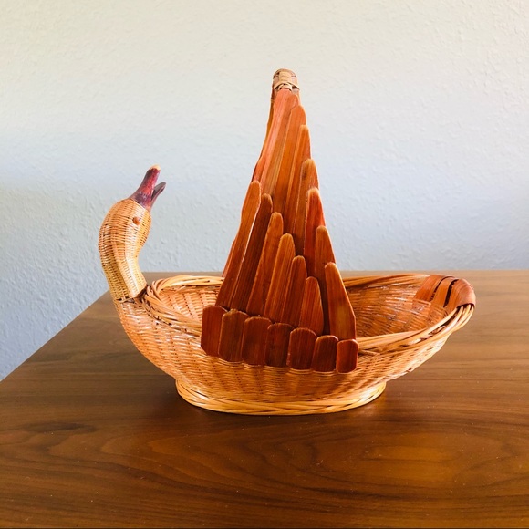 Vintage Duck Wicker Basket